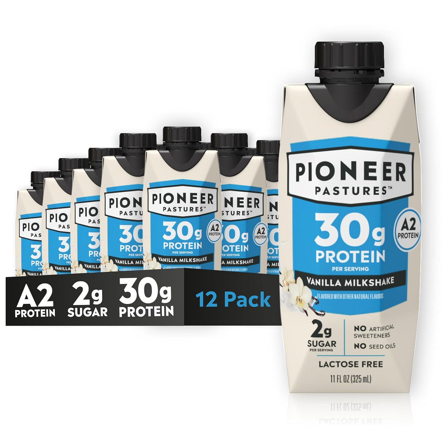 A2 Protein Shake | 30g Protein, 2g Sugar, 11oz (12 Pack)